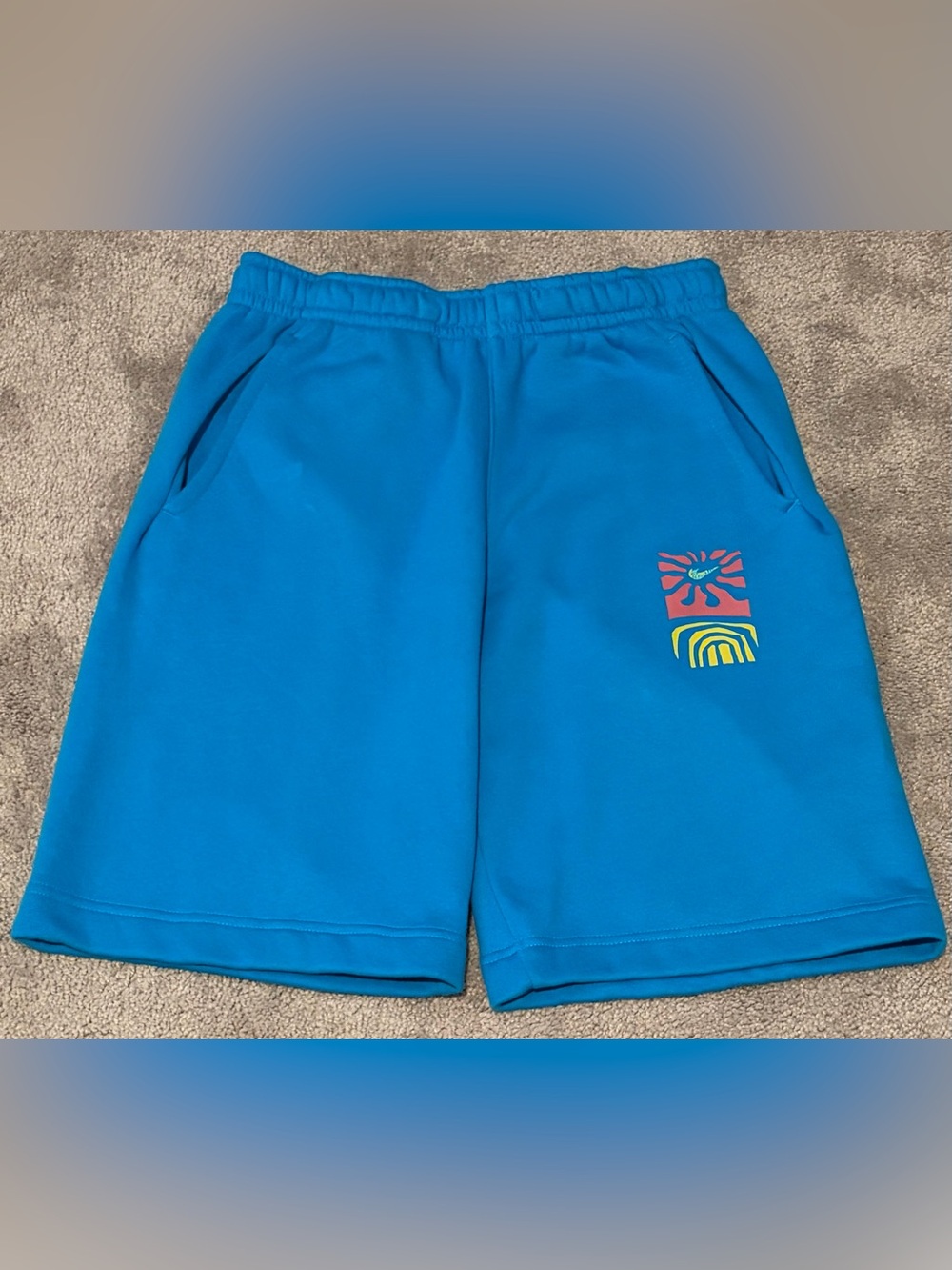 NWT Nike Men’s Blue Fleece Athletic Shorts Size Small Measured 28x9.5